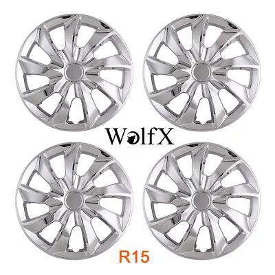 15  Set Of 4 Sliver Wheel Covers Full Rim Snap On Hub Caps R15 Mazda Mitsubishi • $45.99