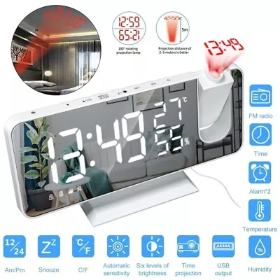 LED Digital Smart Alarm Clock Projection Temperature Time LCD Projector Display • $32.98