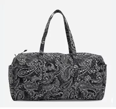 Vera Bradley Large Traveler Duffel Bag Stellar Paisley Pattern Black White New • $57.99