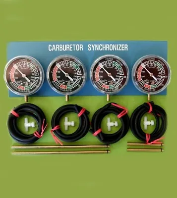 FOUR Motorcycle Carburetor CARB SYNCHRONIZER VACCUM GAUGE TOOL Sync Gauge Dials • $177.57