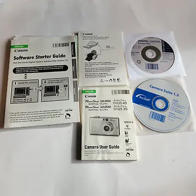 Canon PowerShot SD200 SD300 Digital Elph Quick Start Guide Disks System Map • $15.95