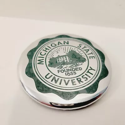 University Of Michigan State Spartans Founded 1855 Button Pinback Silver Green • $5.99