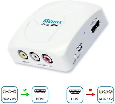 3 RCA To HDMI CVBS Full HD Video 1080p AV Scart Composite Converter Mini Adapter • £9.44