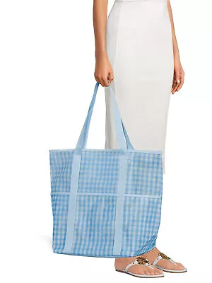 17” Wx17” Hx8.5” D Blue Women Mesh Beach Tote Shoulder Bag 2-Pack Cheetah Print • $16.20