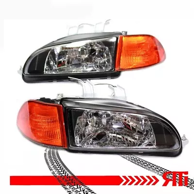 FOR: Honda Civic EG EJ Glass JDM Black Headlights +City Light SI EX SiR + Corner • $120