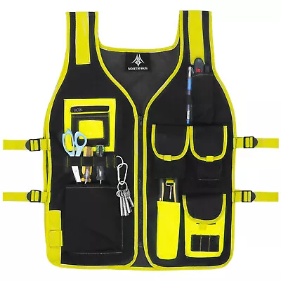 £17.95 • Buy NS Multi Pockets Tool Holder Work Vest Carpenter Builder HiViz Reflective Jacket