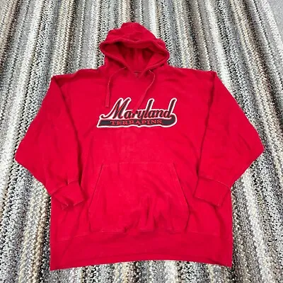 Maryland Terrapins Hoodie Men XL Red Sweatshirt Sweater Spell Out Logo Heavy Y2K • $24.91