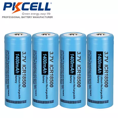 4 X Button Top ICR18500 3.7V 1400mAh Li-ion Rechargeable Battery For Spotlights • $13.99