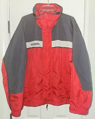 Mens Columbia Bugaboo Jacket Red Grey Windbreaker Core Interchange Coat Medium M • $21.99