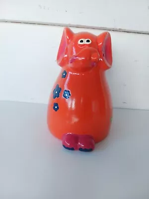 Orange Elephant Flowers Ceramic Piggy Bank W/plug Vintage • $2.90