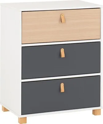 Brooklyn 3 Drawer Chest In Oak Effect And Grey • £94.99