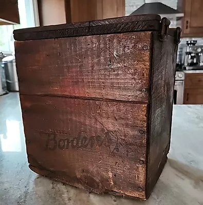 Vintage Borden's Wood Milk Bottle Porch Box Early 20th Century Rustic Farmhouse  • $55