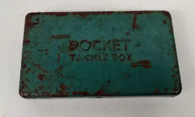 Vintage Pocket Tackle Box Green Metal (6.5 Inch X 3.75 X 1.5) • $12