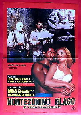 $49.99 • Buy  El Tesoro De Moctezuma 1968 Santo Mask Jorge Rivero Mexican  Exyu Movie Poster