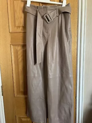 Mango Faux Leather Beige Trousers Size 10 • £10