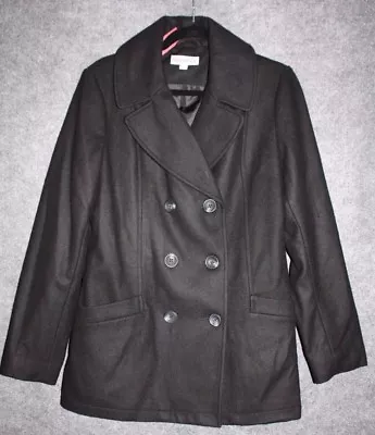 Merona Women's Black Wool Double Breasted Pea Coat Jacket • $19.99