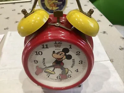 Walt Disney VINTAGE Mickey Mouse - Wind Up Alarm Clock - Working Made In Germany • £30