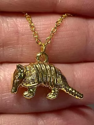 Armadillo On 18  Necklace Vintage Gold Pendant D-904 • $2.99