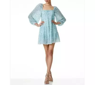 NWT Alice + Olivia MEDIUM ~ AUTHENTIC Blue Sequin Tiered Mini Dress NEW • $125