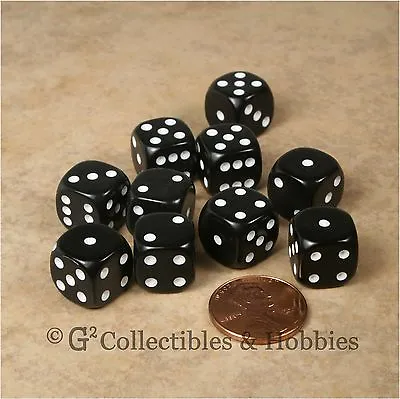 NEW 10 Black 12mm ROUNDED EDGE RPG Game D6 Dice Set Six Sided MTG WARHAMMER   • $3.99