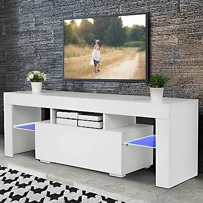 LED Modern TV Stand For TVs Up To 55 Inches - Wooden Living Room Furniture • £126.99