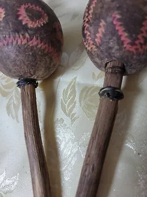 Maracas Primitive Musical Instrument Hand Carved Vintage Unique Intact Sound • $19