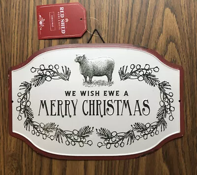 We Wish Ewe A Merry Christmas Tin Sign 11” X 7” Sheep Animal Farmhouse Decor • $8.99