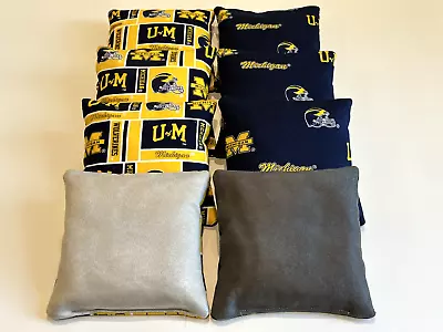 MICHIGAN WOLVERINES CORNHOLE BAGS 8 STICK N SLICK CORN HOLE ALL WEATHER • $34.39