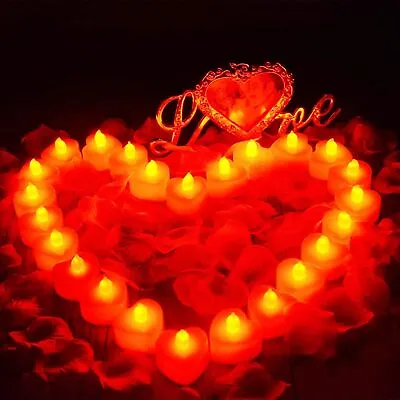 1000x Artificial Rose Petal With 24 Pieces Romantic Heart LED Candle Flameless • £8.79