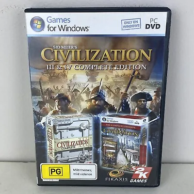 Sid Meier's Civilization III 3 & IV 4 Complete Edition PC Game Firaxis 2K Games • $29.95