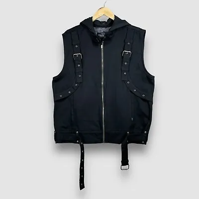 Tripp NYC Jacket Men XL Black Bondage Avant Garde Vest Moto Biker Punk Hoodie • $112.49