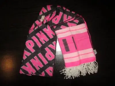 Victoria's Secret PINK Logo Cozy Soft Throw Blanket Fringe Scarf 27x88 NEW NWT • $29.99