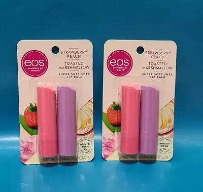 2 × Eos Super Soft Shea Lip Balm Strawberry Peach & Toasted Marshmallow 2 COUNTS • $12.99