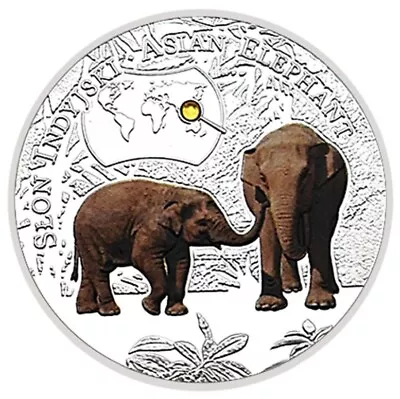Zambia 1000 Kwacha 2014 UNC Asian Elephant Silver Plated Colorized Coin • $6.90