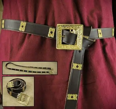 £22 • Buy Brown Leather Medieval Noblemans Long Belt For Costume Re-enactment Stage & LARP