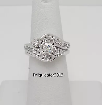 1CT Diamond Solitaire Engagement Wedding Bridal Ring Set Band 14K White Gold • $799.99