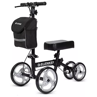 ELENKER Steerable Knee Walker 10  Deluxe Medical Scooter Foot Injuries Black • $64.99