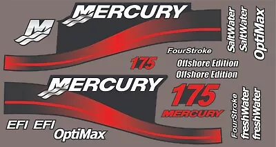 Mercury Replacement Decals Outboard 175HP Red Decal Kit • $47.16