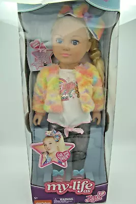 2021 My Life As JoJo Siwa 18  Poseable Doll Bow Fur Jacket Leggings NEW DMG BOX • $85.91