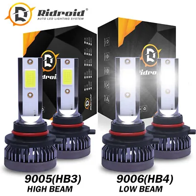$15.89 • Buy 9005 9006 LED Headlights Kit Combo Bulbs 6500K High Low Beam Super White Bright