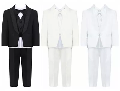 £14.34 • Buy 5Pcs Baby Boys Gentleman Outfit Kids Formal Suit Vest Shirt Pants Bow Tie Set