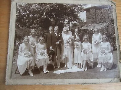  Edwardian Wedding Photograph Bride Groom & Family Vintage Black & White (Essex) • £8