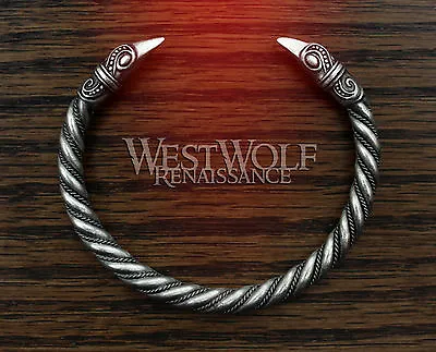 Silver Viking Raven Bracelet/Torc/Torque -- Norse/Medieval/Jewelry/Ragnar/Skyrim • $36.95
