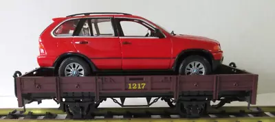 LGB Lehmann TRAIN CAR G Scale 1217  FLAT AUTO CARRIER CAR W/ RED BMW AUTOMOBILE • $69.95