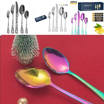 Cutlery Set Stainless Steel Christmas Cutlery Set Gift For Wedding Party 20PCS • £26.90