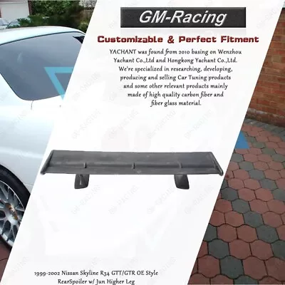 FRP R34 GTT/GTR OE Style Rear Spoiler W/Jun Higher Leg For Nissan Skyline 99-02 • $297.87