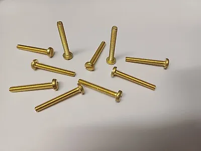 10 X M4 X 30 BRASS PAN HEAD BOLTS  (PACK 0F 10) BRASS SET SCREWS • £2.50