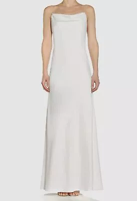 $265 Aidan By Aidan Mattox Womens Ivory Satin Crystal Strap Gown Dress Size US12 • $85.18