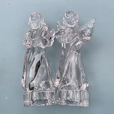 Mikasa 8  Lead Glass Crystal Angel Set Of 2 Figurine W/ Harp & Guitar • $20