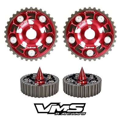 Red Vms Racing Adjustable Cam Gears + Spiked Bolts For Honda Prelude H22 H22a • $124.95